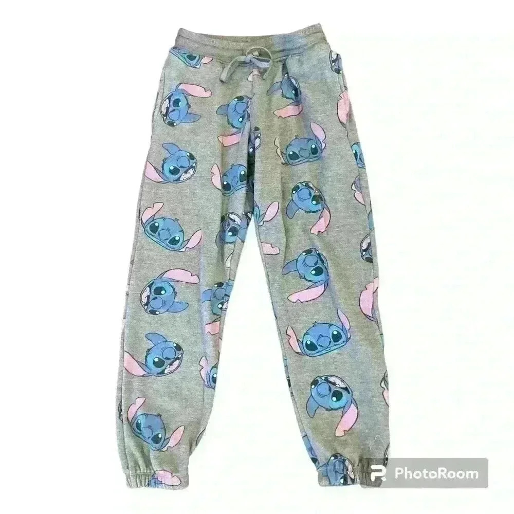 Disney Youth Fleece Lined Sweatpants Stitch Graphic POCKETS size Small